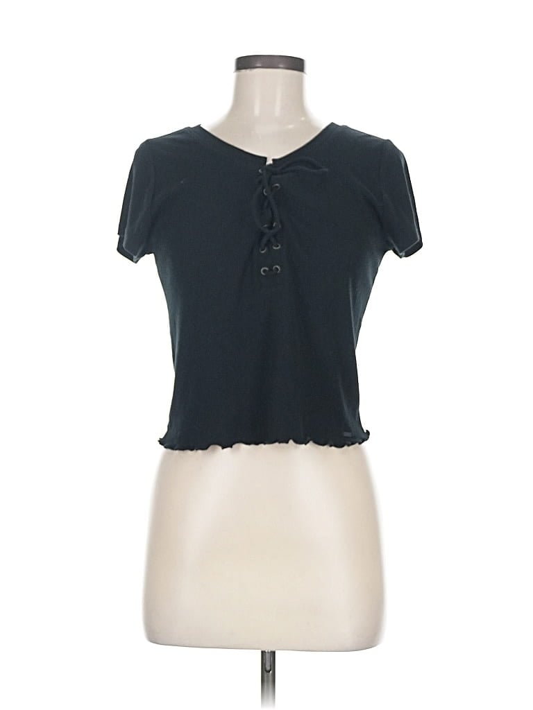 Pre-owned Hollister Short Sleeve Top Black Sweetheart Neckline Tops