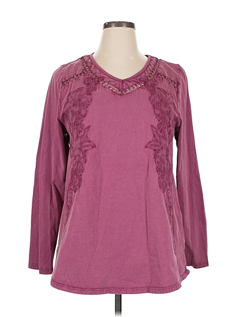 Pre-owned Soft Surroundings Long Sleeve Blouse In Burgundy