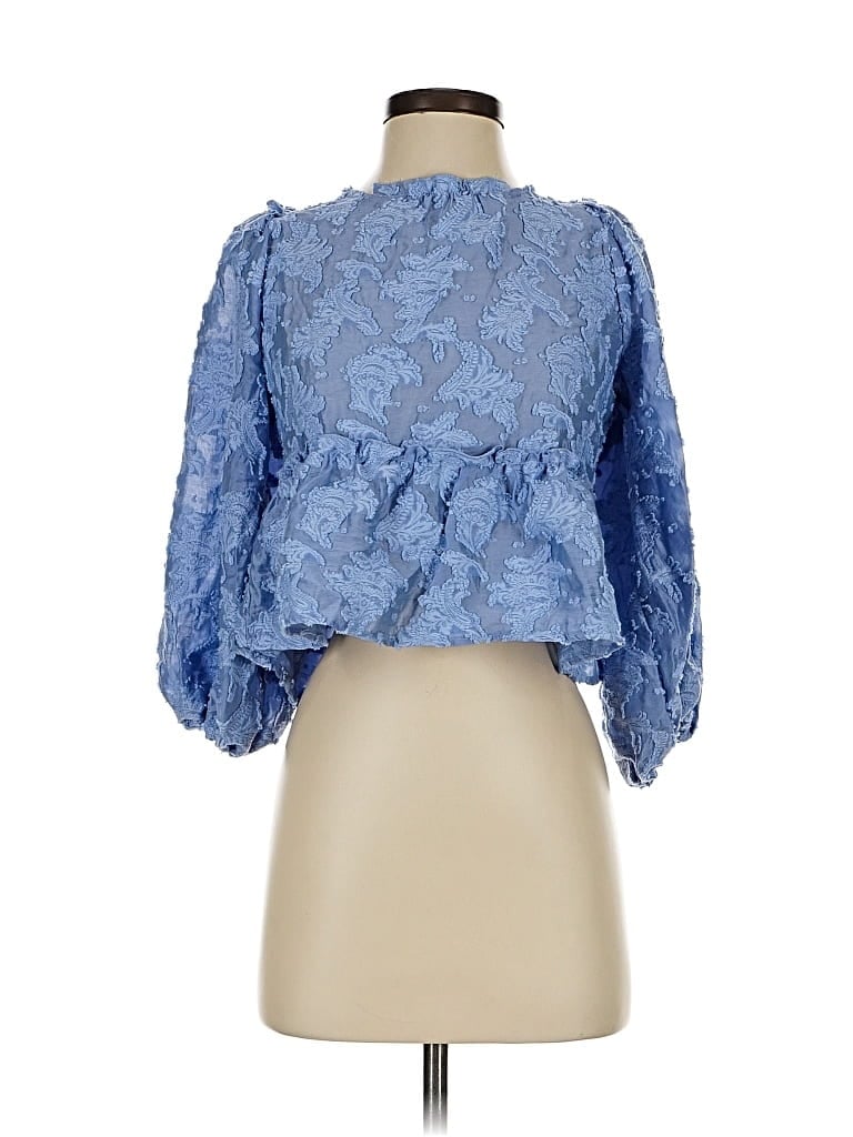 FREE PEOPLE Pre-owned 3/4 Sleeve Blouse In Blue