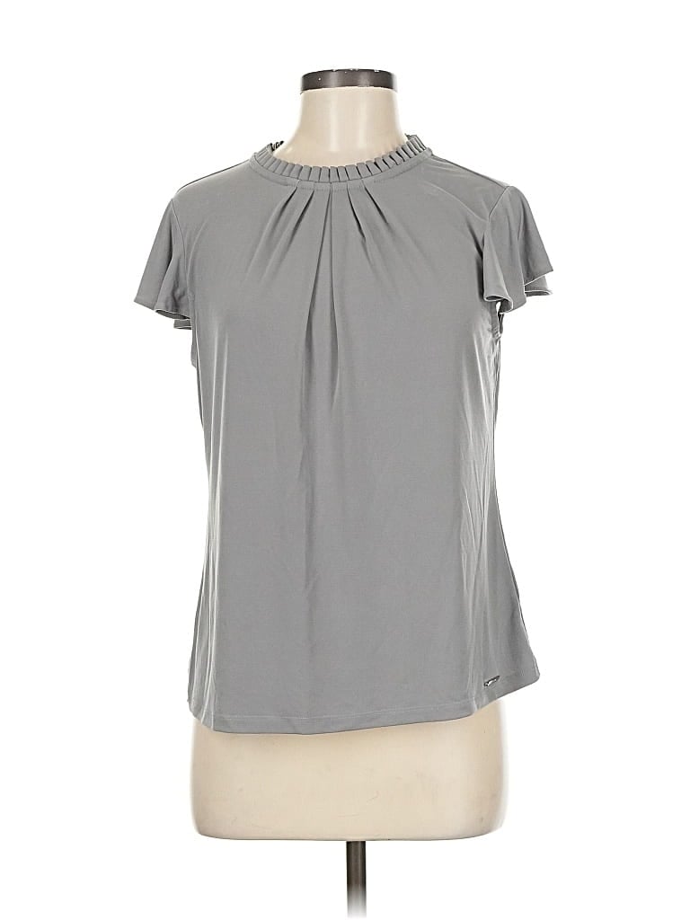 Pre-owned Calvin Klein Short Sleeve Blouse In Gray