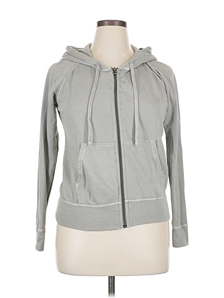Pre-owned James Perse Zip Up Hoodie In Gray