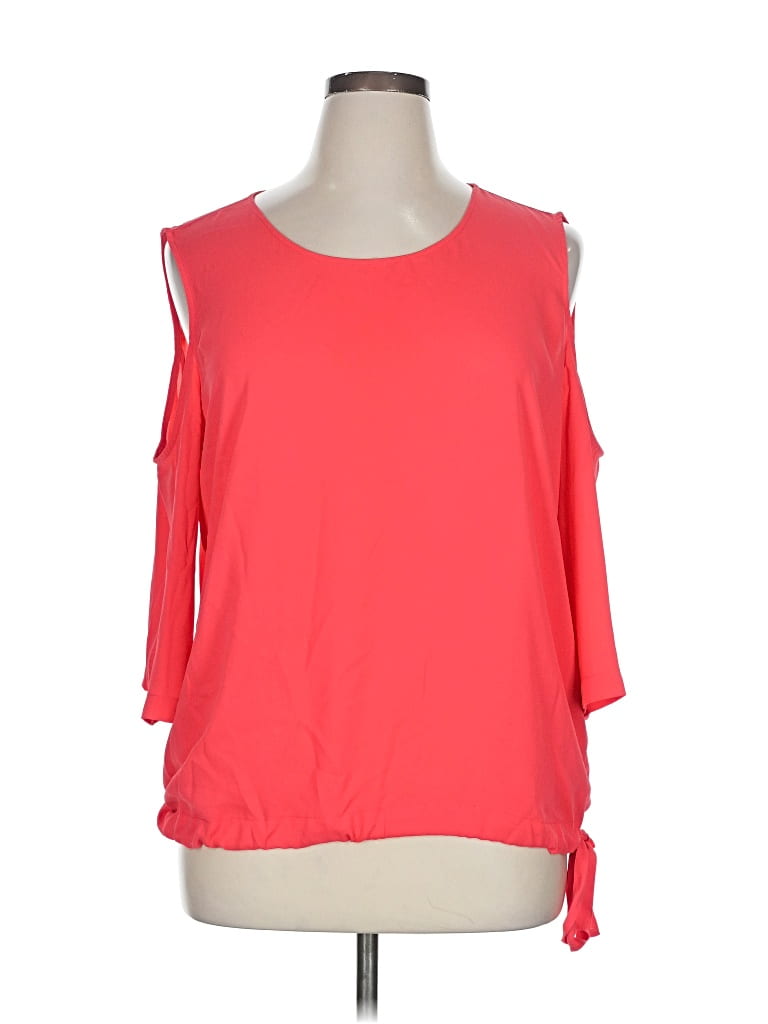 Pre-owned New York And Company 3/4 Sleeve Top Orange Cold Shoulder Neckline Tops