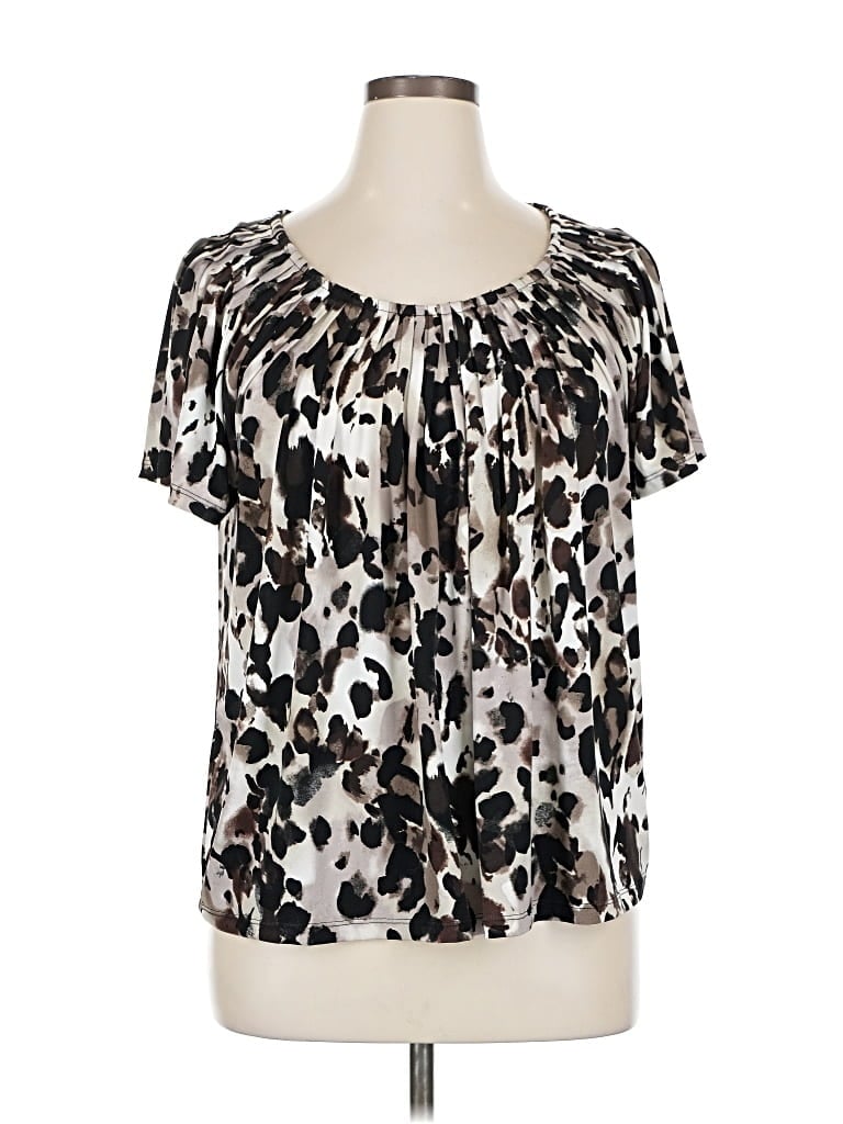 Pre-owned Style & Co Short Sleeve Blouse In Silver