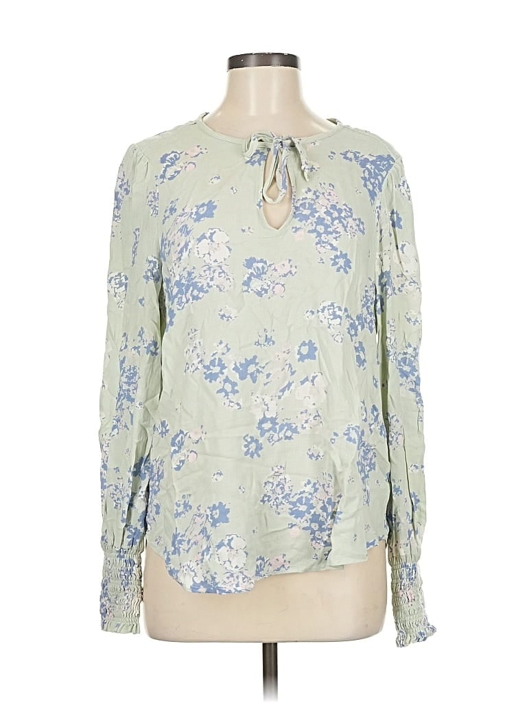 Pre-owned Lucky Brand Long Sleeve Blouse In Green