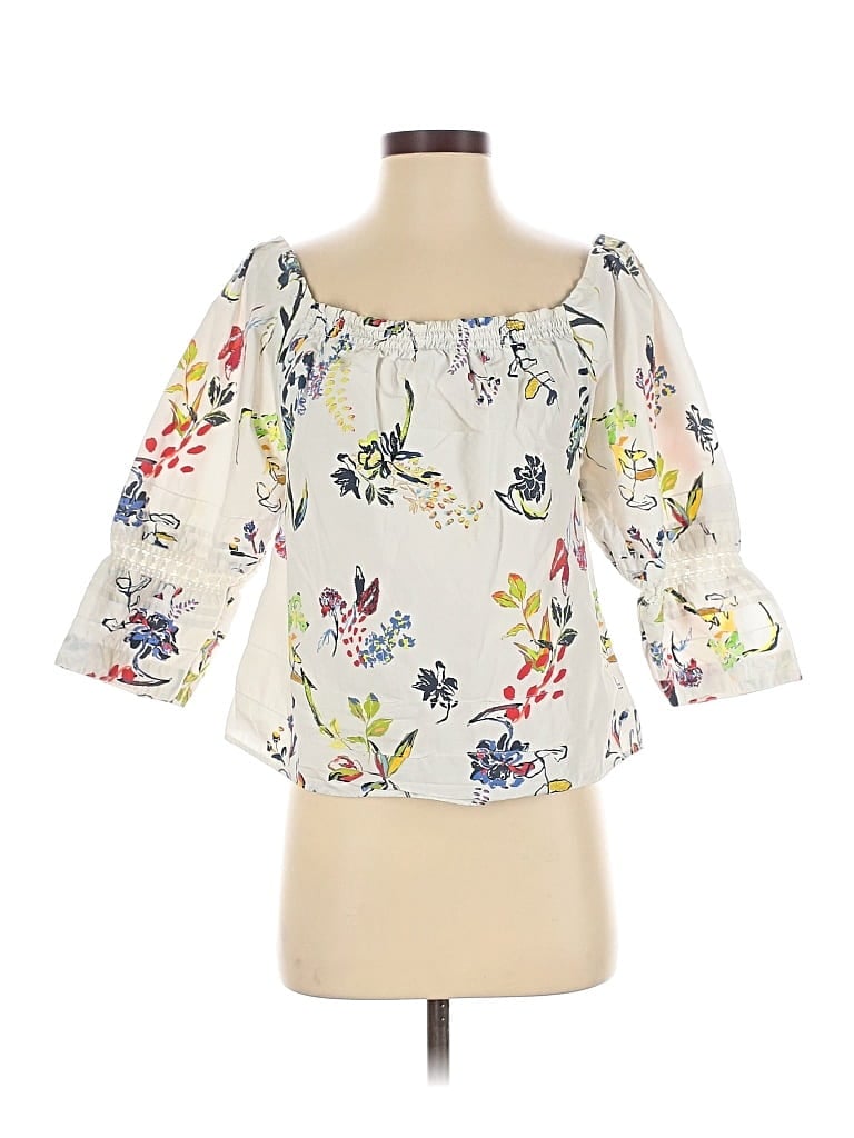 Pre-owned Tanya Taylor 3/4 Sleeve Blouse In White