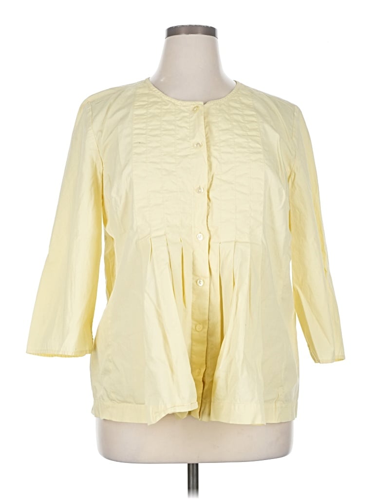 Pre-owned Jjill 3/4 Sleeve Blouse In Yellow