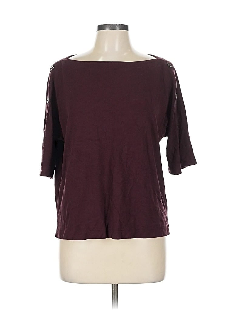 Pre-owned Ann Taylor Factory 3/4 Sleeve T-shirt In Burgundy