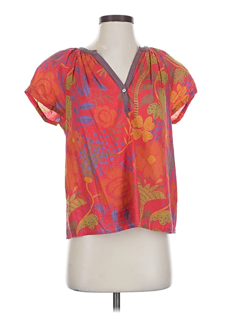 Pre-owned Velvet By Graham & Spencer Short Sleeve Blouse In Orange