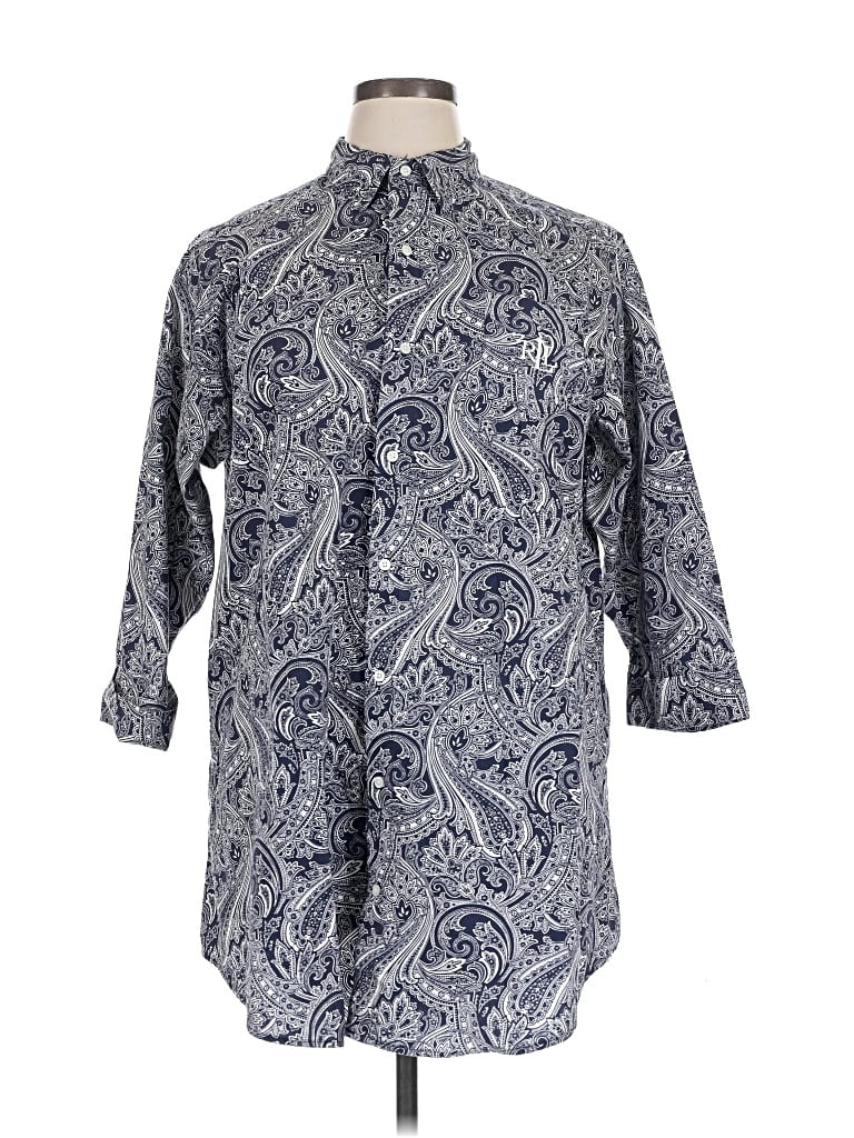 Pre-owned Polo Ralph Lauren 3/4 Sleeve Button Down Shirt In Blue