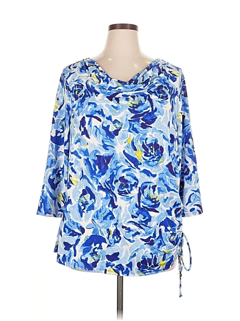 Pre-owned Dana Buchman 3/4 Sleeve Blouse In Blue