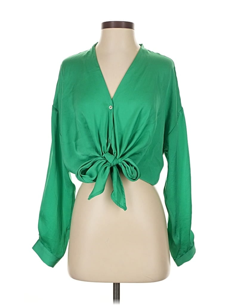 Pre-owned Lucy Paris 3/4 Sleeve Blouse In Green