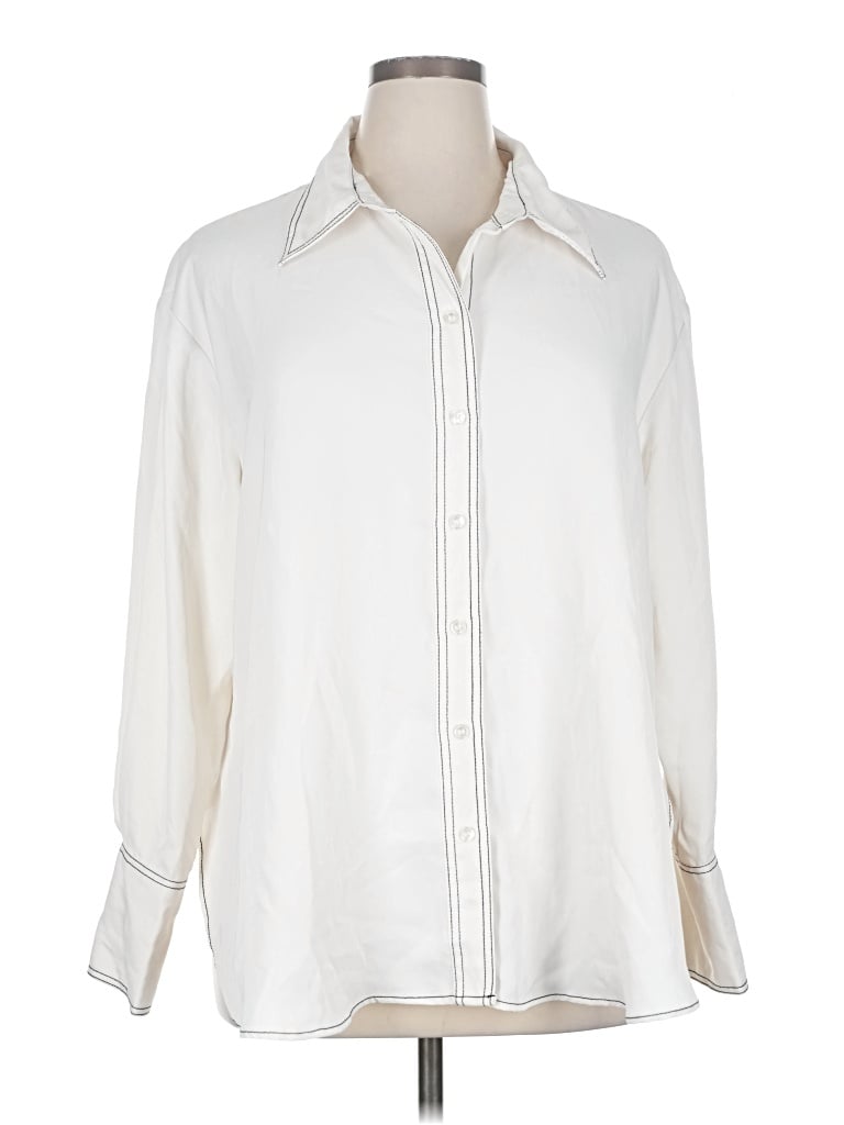 Pre-owned H&m Long Sleeve Blouse In White