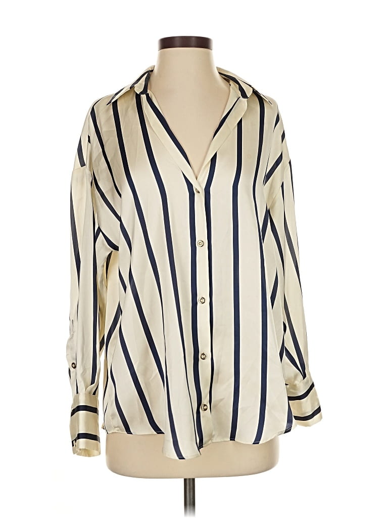 Pre-owned Zara Long Sleeve Blouse In White
