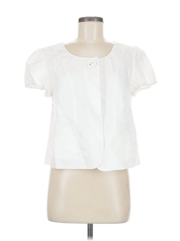 Pre-owned Ann Taylor Short Sleeve Blouse In White