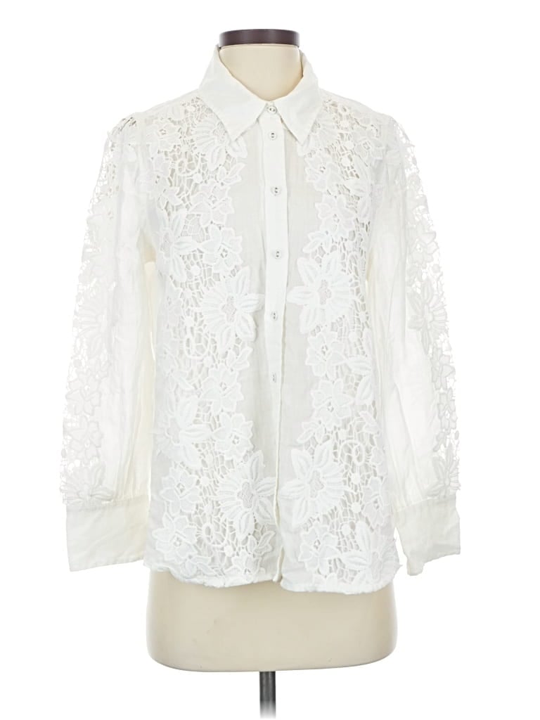 Pre-owned Sundance Long Sleeve Blouse In White
