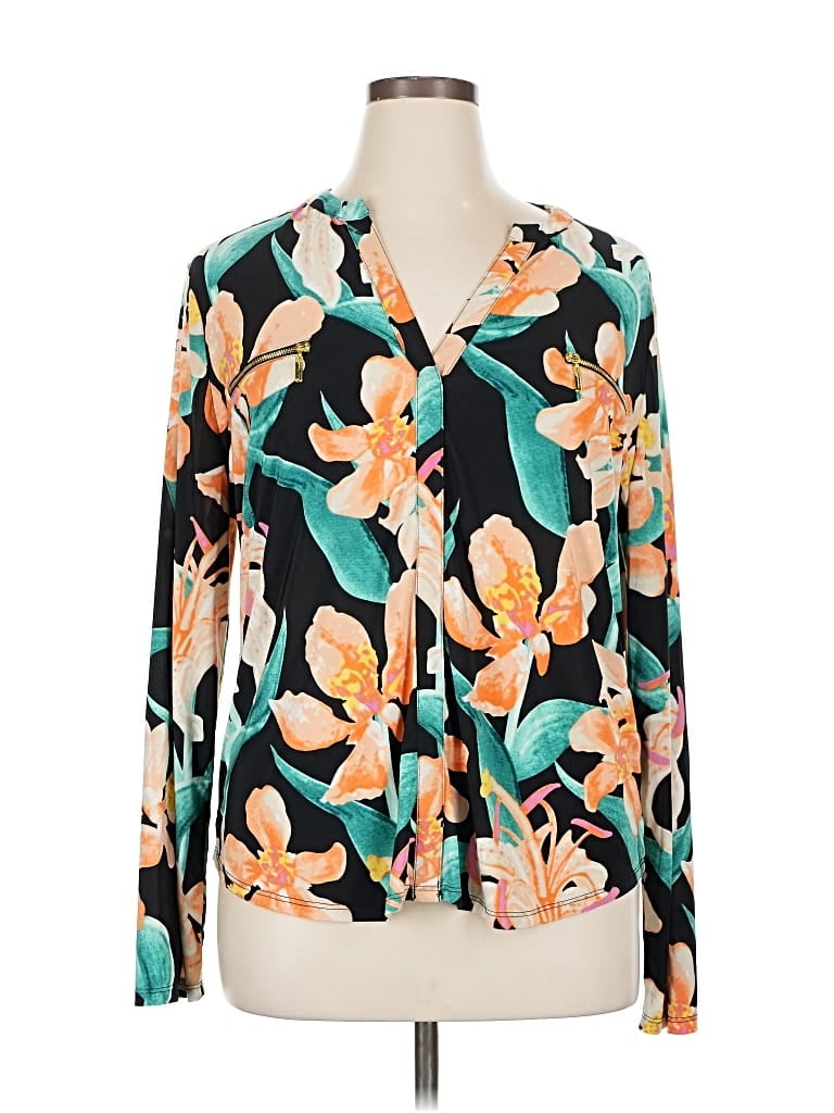 Pre-owned Inc International Concepts Long Sleeve Blouse In Blue