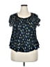 Cotélac 100% Polyester Blue Short Sleeve Blouse Size XL (4) - photo 1