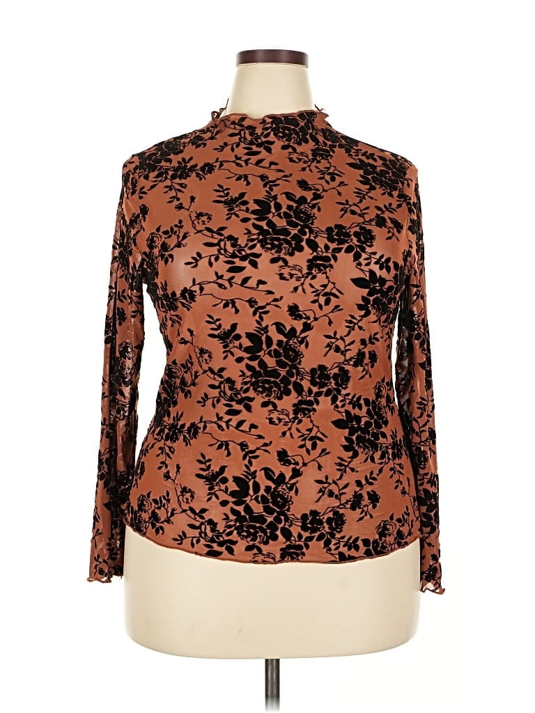 Pre-owned Shein Curve Long Sleeve Turtleneck In Brown