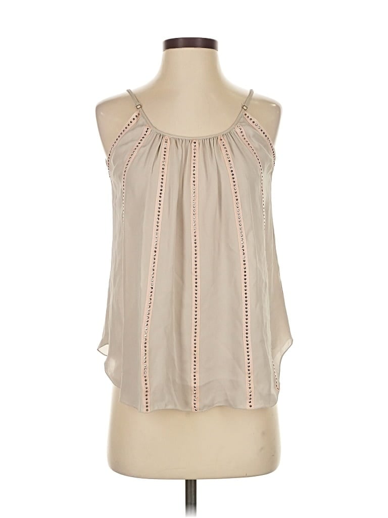 Pre-owned L'agence Sleeveless Silk Top Tan Halter Neckline Tops In Brown