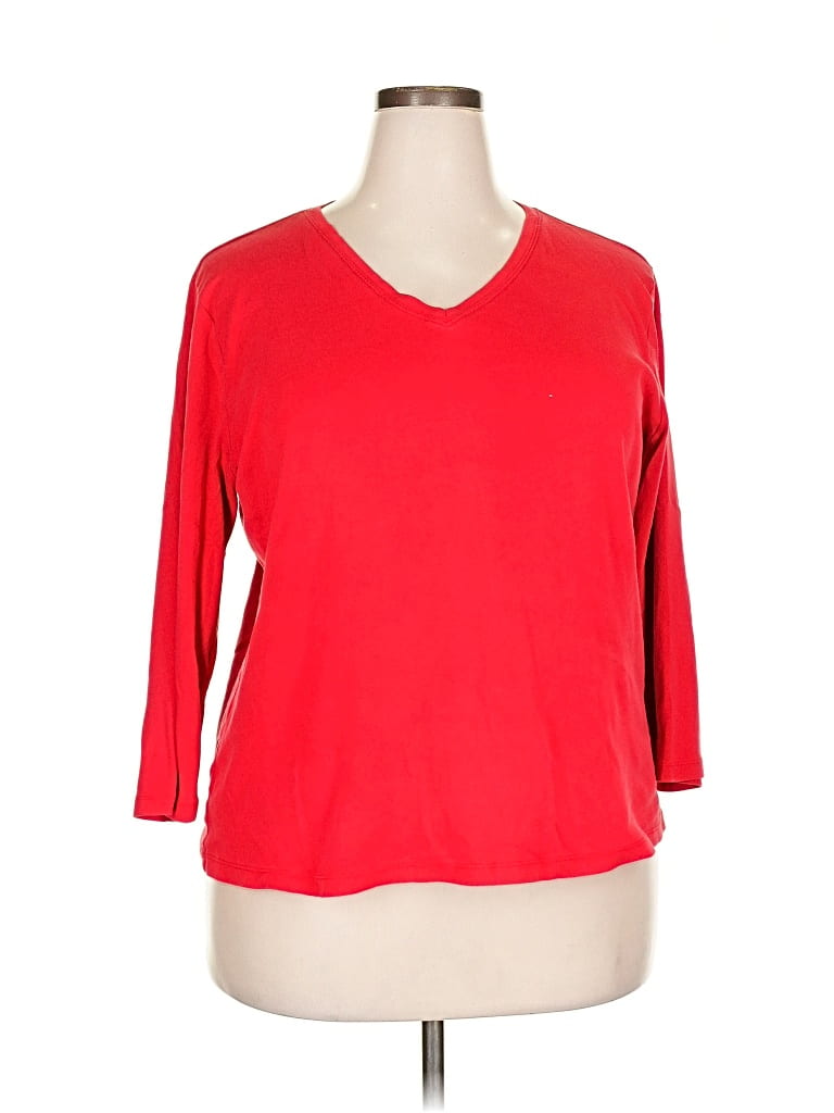 Pre-owned Liz Claiborne 3/4 Sleeve T-shirt In Red