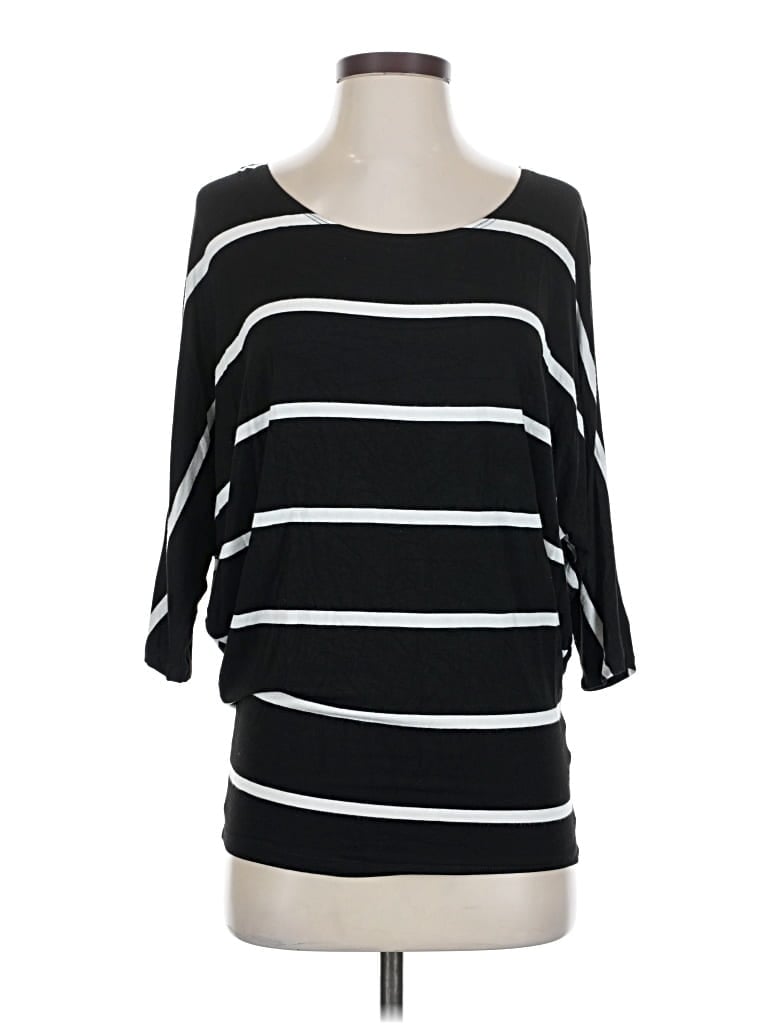 Pre-owned Renee C 3/4 Sleeve Top Black Boatneck Tops