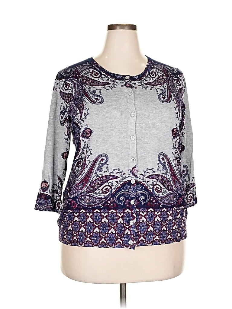 Pre-owned Dressbarn 3/4 Sleeve Blouse In Gray