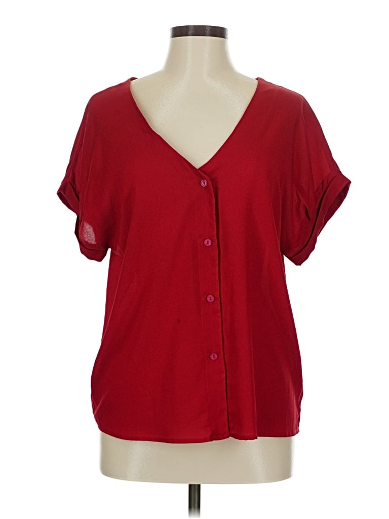 Pre-owned Cherish Short Sleeve Blouse In Red
