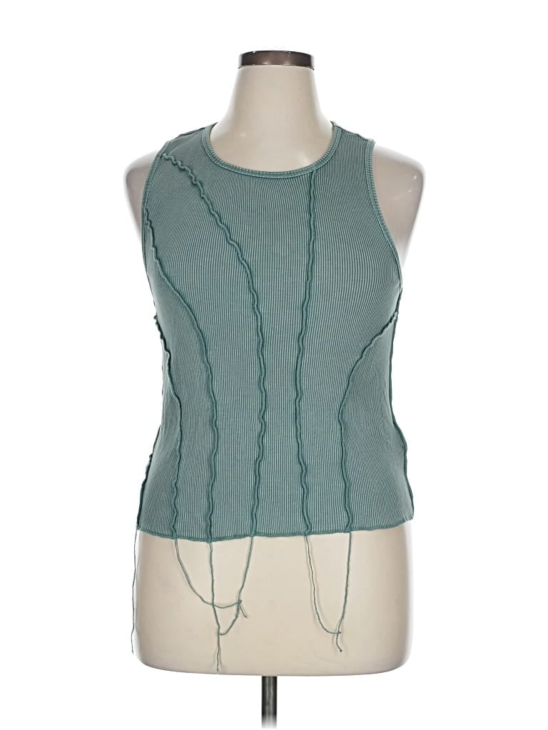 Pre-owned Bdg Tank Top Teal Halter Neckline Tops In Blue