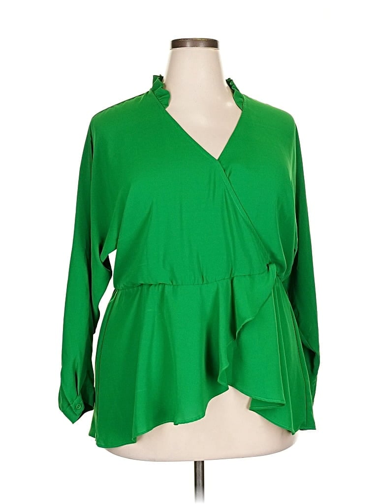 Pre-owned Eloquii 3/4 Sleeve Blouse In Green