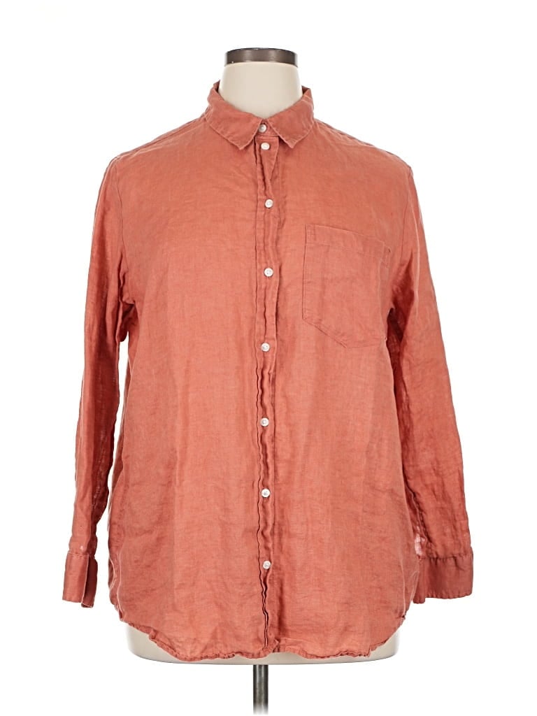 Pre-owned Gap Long Sleeve Button Down Shirt In Orange