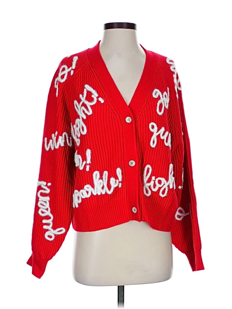 Pre-owned Queen Of Sparkles Cardigan Sweater In Red