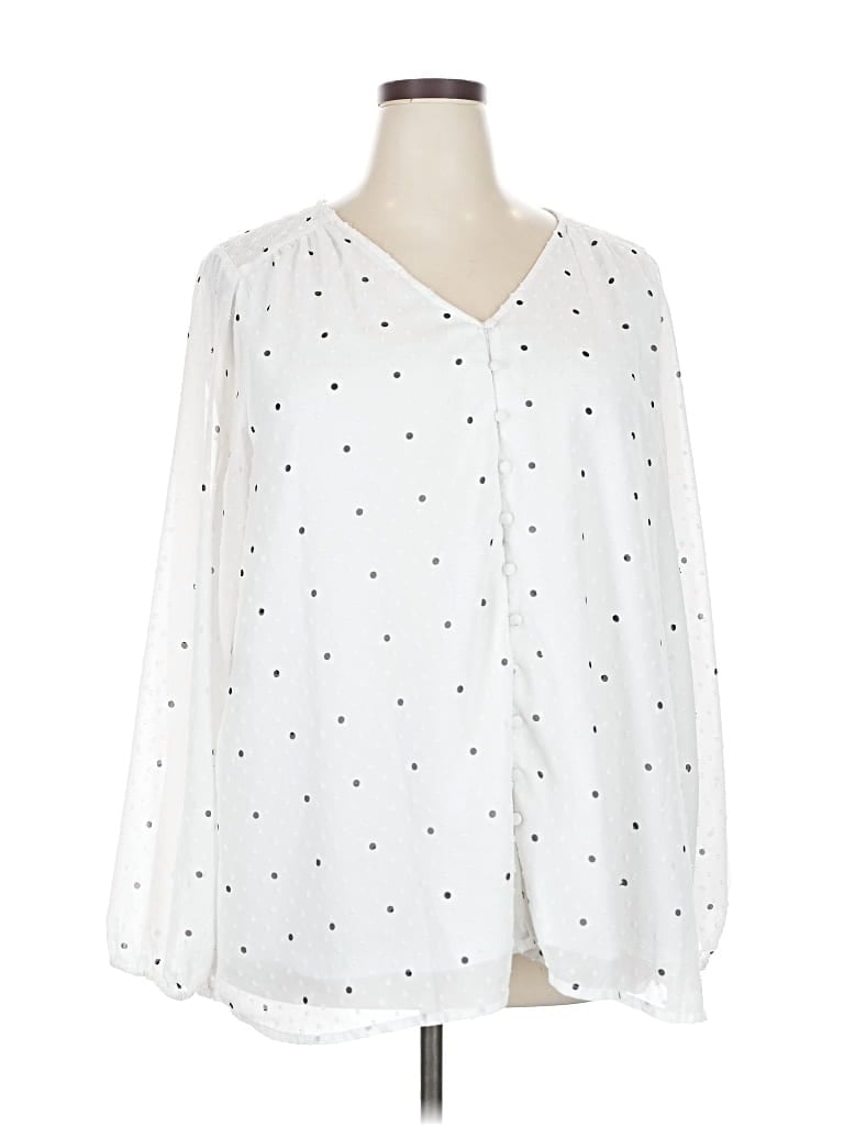 LANE BRYANT Pre-owned Long Sleeve Blouse In White