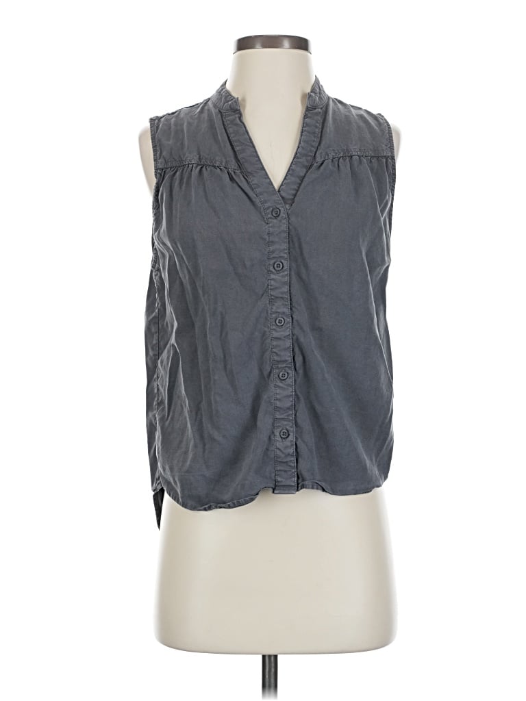 Pre-owned Cloth & Stone Sleeveless Button Down Shirt In Gray