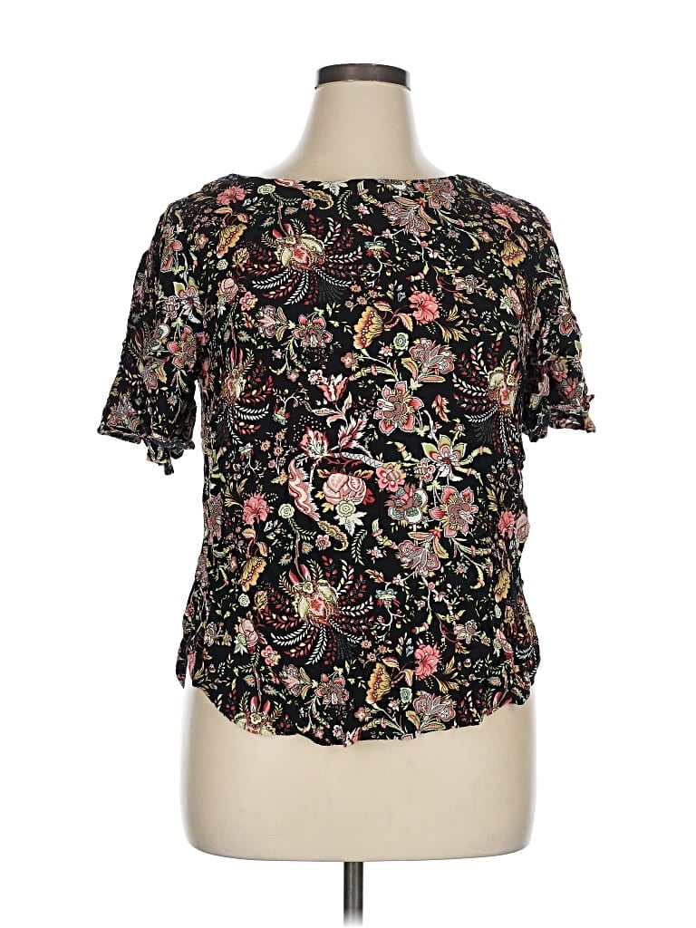 Pre-owned H&m Short Sleeve Blouse In Black
