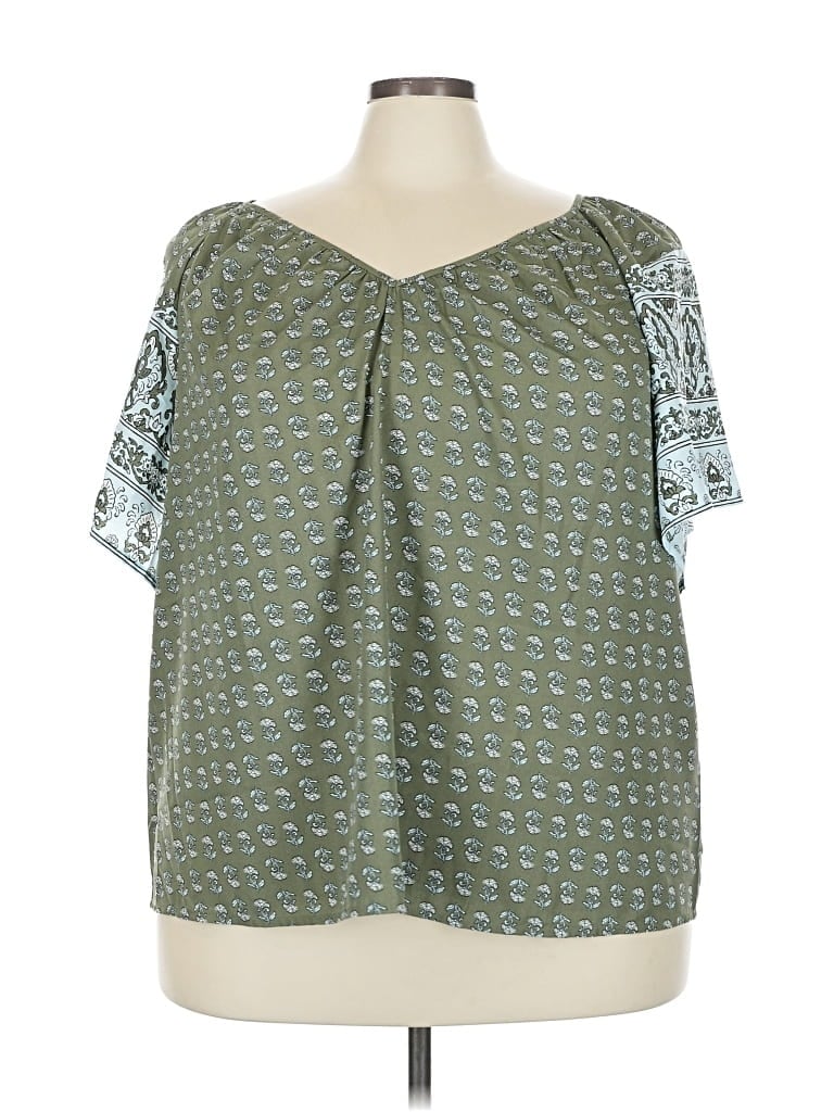 Lane Bryant Short Sleeve Blouse In Green