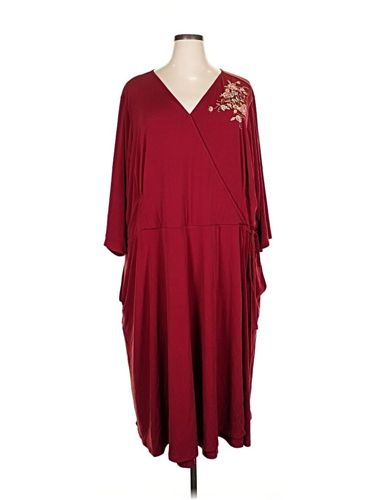 Pre-owned Woman Within Casual Dress In Burgundy