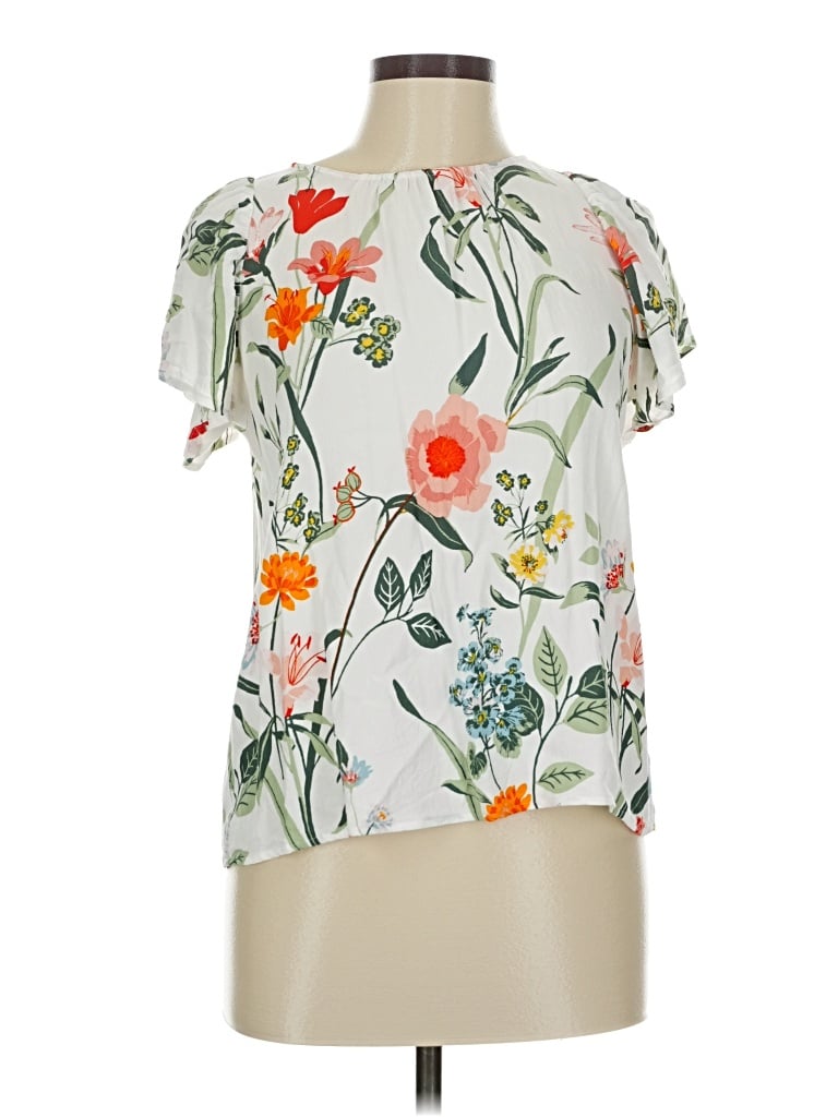 ANN TAYLOR LOFT Pre-owned Short Sleeve Blouse In White