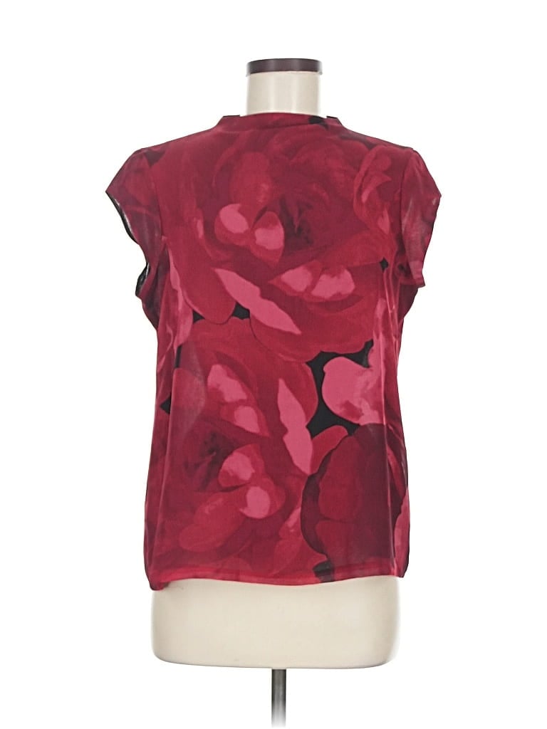 Pre-owned Calvin Klein Short Sleeve Blouse In Burgundy