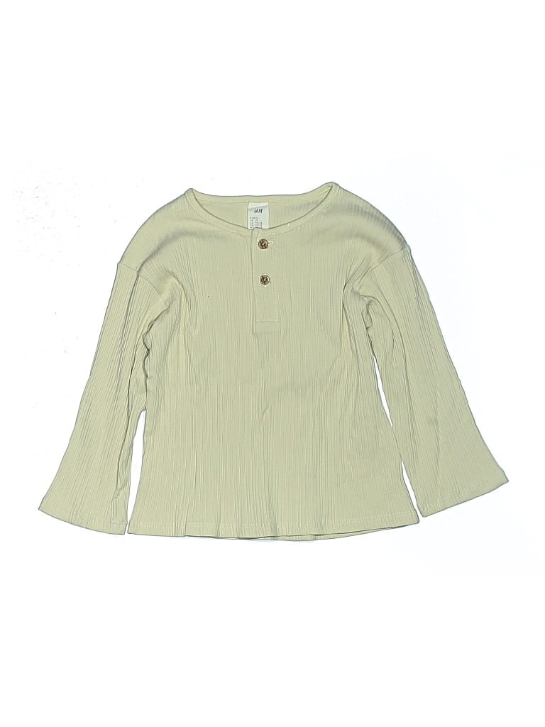 Pre-owned H&m Kids' Long Sleeve Top Green Keyhole Neckline Tops