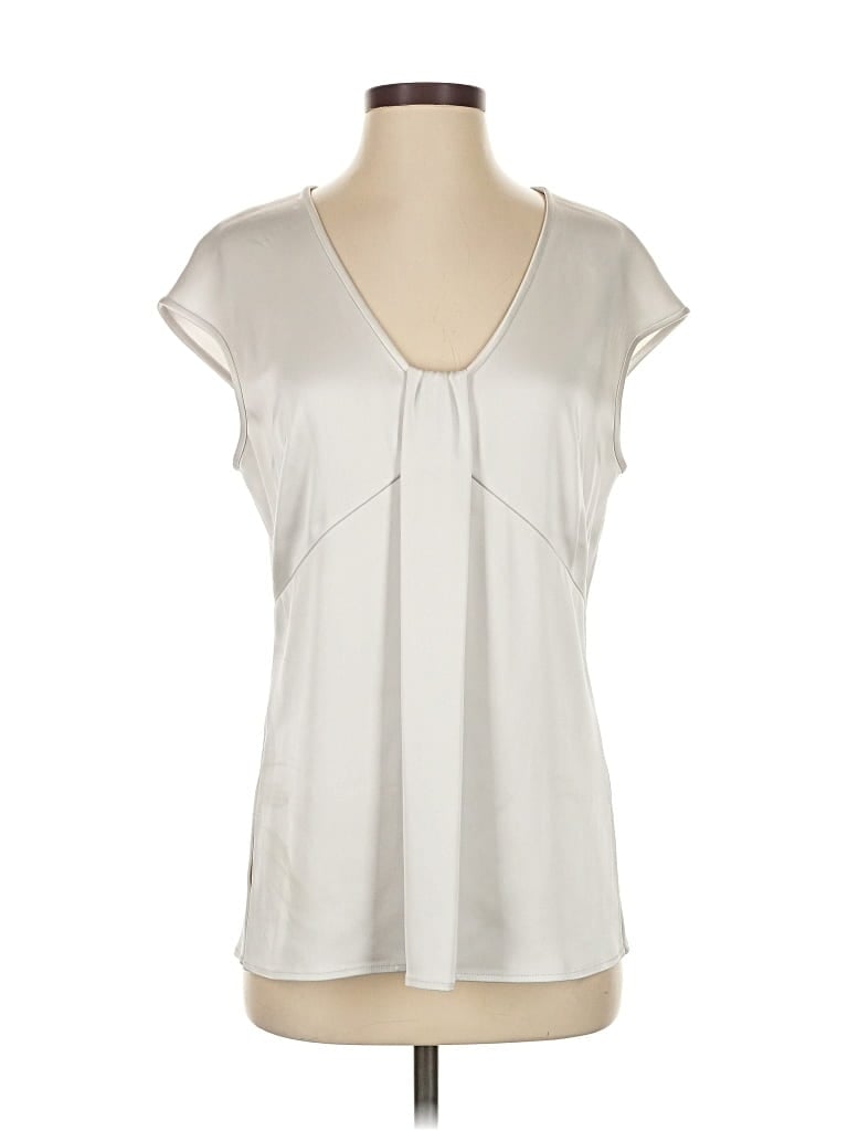 Pre-owned St John Short Sleeve Blouse In Silver