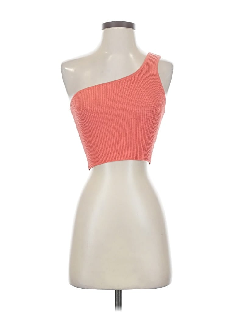 Pre-owned Babaton Tank Top Orange One Shoulder Neckline Tops