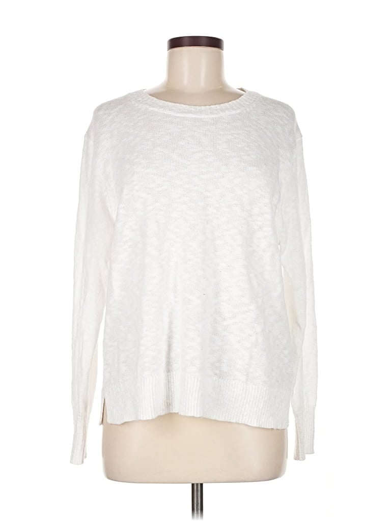 Pre-owned J.crew Factory Store Pullover Sweater In White