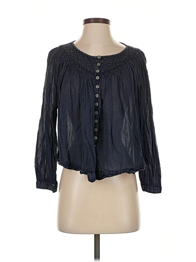 Pre-owned We The Free Long Sleeve Blouse In Black
