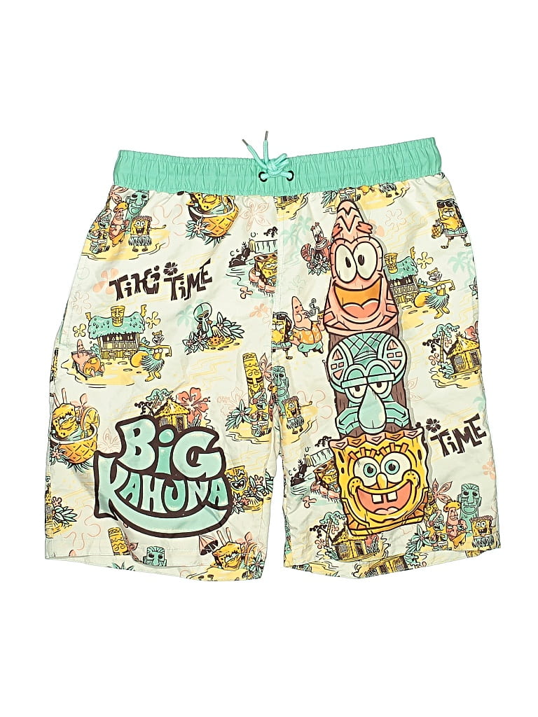 Pre-owned Spongebob Squarepants Kids' Board Shorts In White