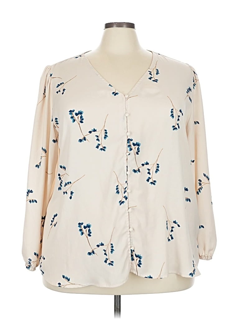 Pre-owned Ava & Viv 3/4 Sleeve T-shirt In White