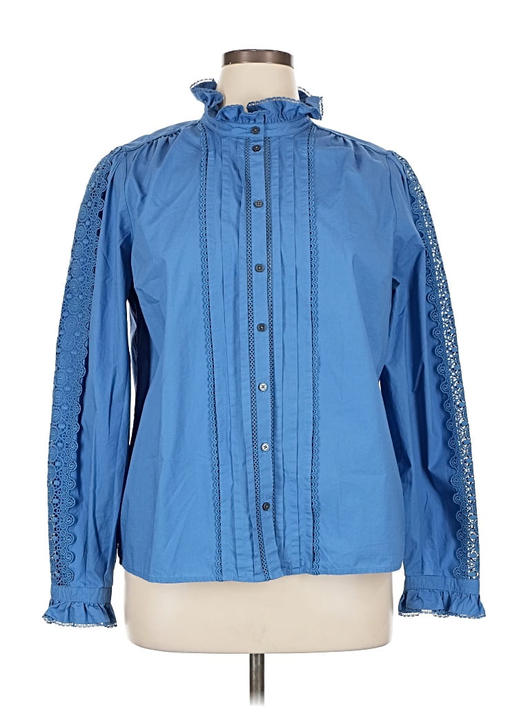 Pre-owned Boden Long Sleeve Blouse In Blue