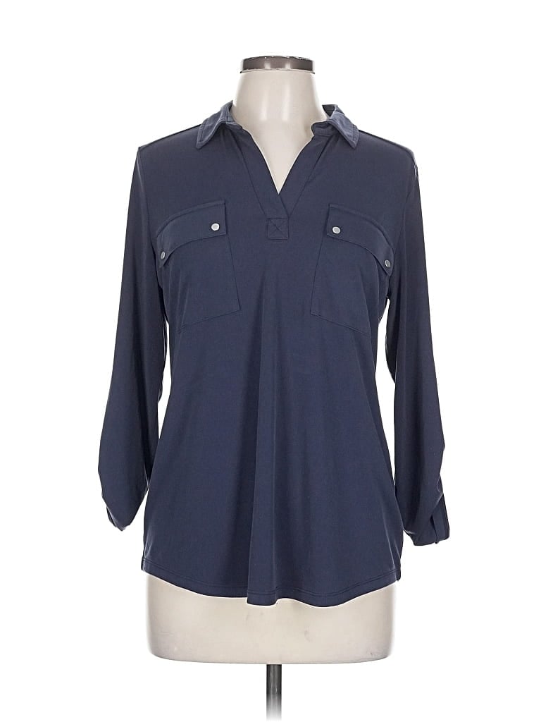 Pre-owned Jones New York 3/4 Sleeve Blouse In Blue