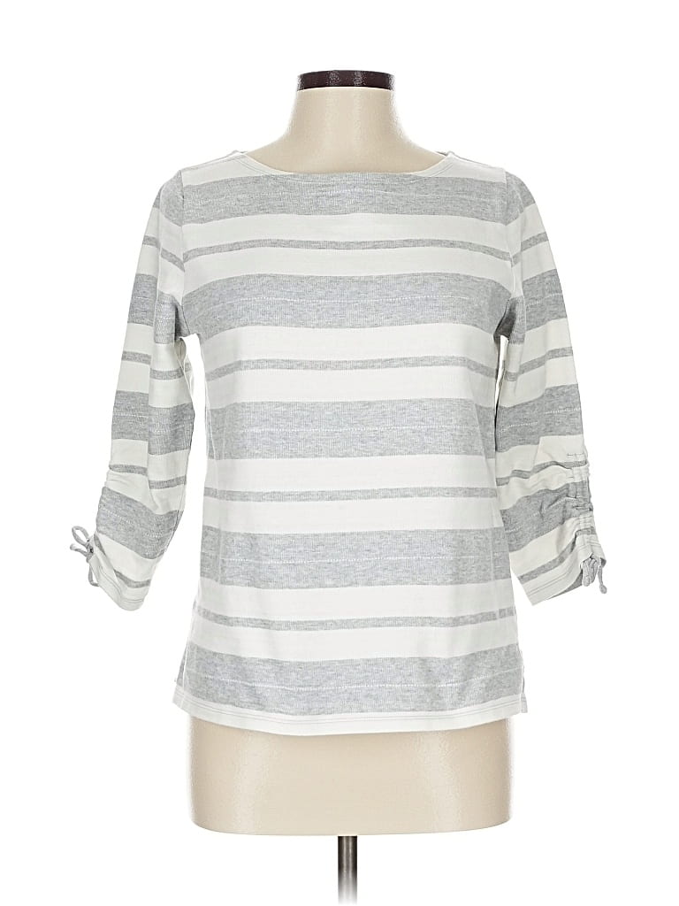 Pre-owned Talbots Outlet 3/4 Sleeve Top Gray Boatneck Tops