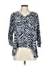 La Mer Luxe 100% Rayon Animal Print Blue 3/4 Sleeve Blouse Size L - photo 1