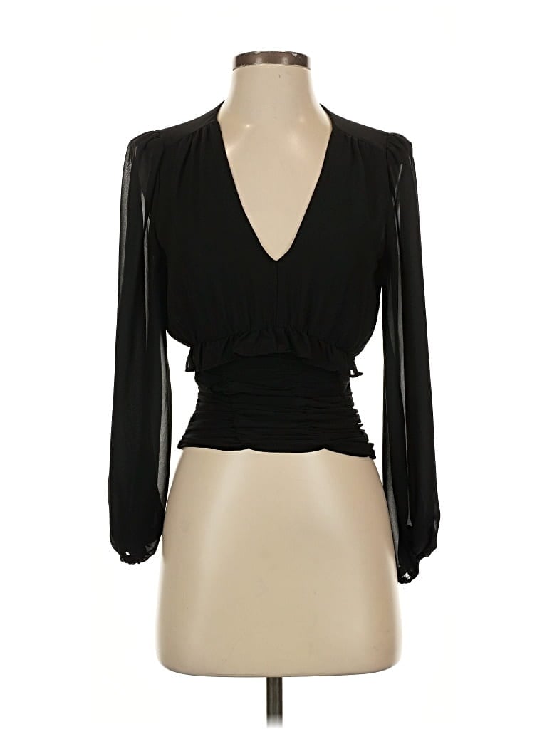 Pre-owned Astr Long Sleeve Blouse In Black